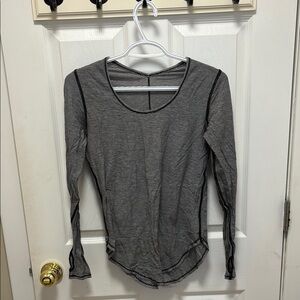 Lululemon Athletica Gray Fitted Long Sleeve Bodysuit